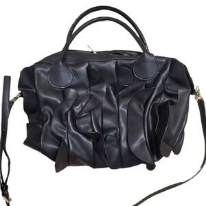 Betsey Johnson Vintage Black Spiral‎ Satchel Crossbody Handbag